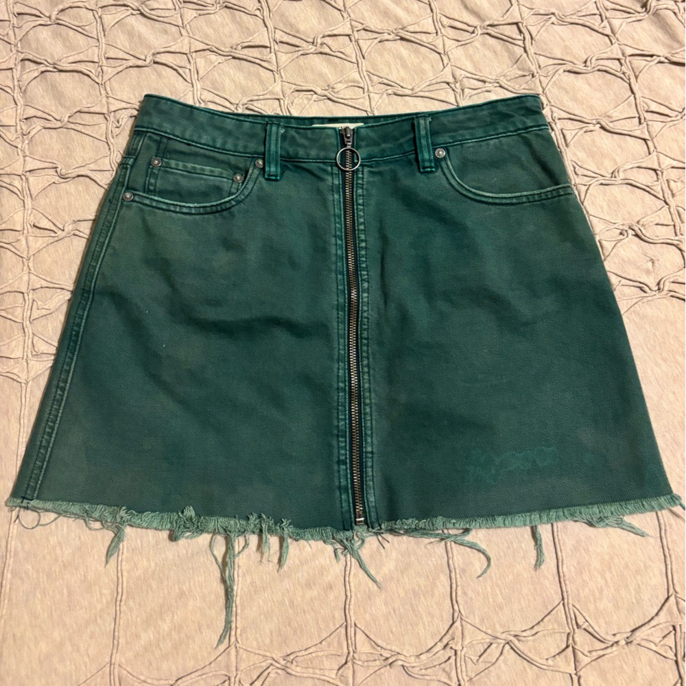 We The Free Green Jean Skirt